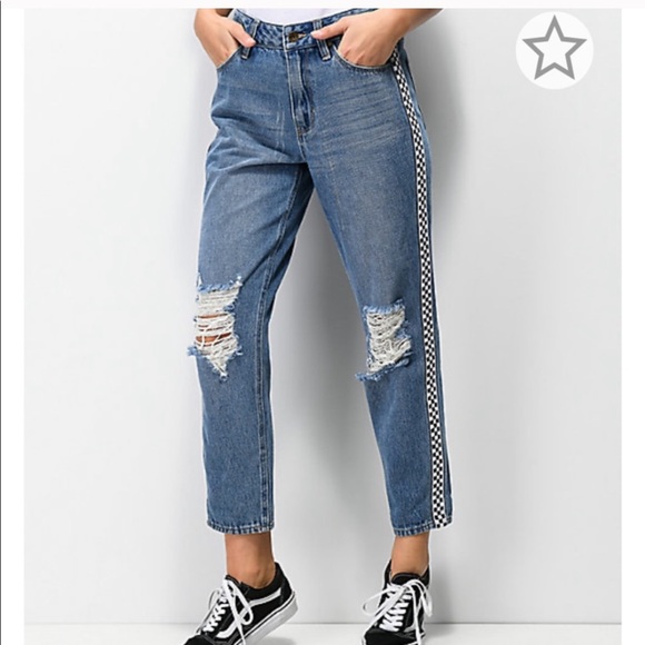 Zumiez Denim - Empyre Eileen Mom Jean Checkerboard High Rise